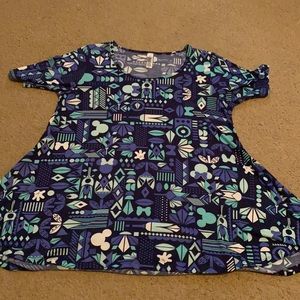 Lula-Roe Disney Minnie Mouse Flare Short-Sleeve Blouse-Size Xs